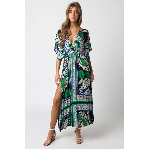 Sondra Floral Maxi Dress | Navy Green - Picture 1 of 4